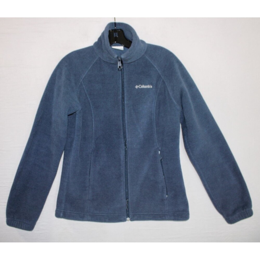 Columbia Jacket Women Medium Blue Full Zip Fleece Hiking Preppy Casual Outdoors